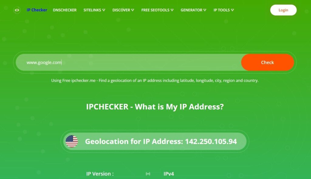 ipchecker.me - Website to IP lookup